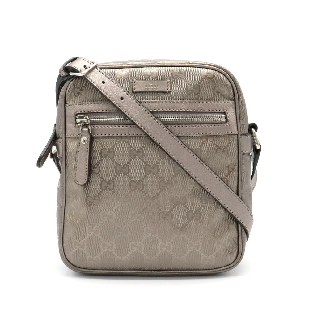 Gucci GG Imprime Crossbody Bag Leather Metallic Mauve Pink